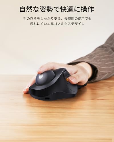 ProtoArc EM03 NL トラックボールマウス 人差し指 静音 無線 2.4GとBluetooth両対応 3台同時接続 ワイヤレスマウス トラックボール USB充電式 中指操作 6ボタン 5段階DPI切替 Windows/mac/iOS/Android対応 大玉付き ブラック 最後 画像